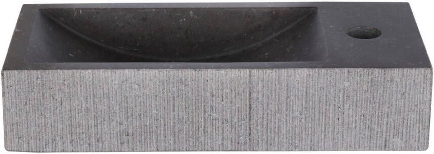 Differnz Ribble fonteinset natuursteen met gebogen kraan met kruishandgreep chroom 38 x 18 x 8 cm bombai black
