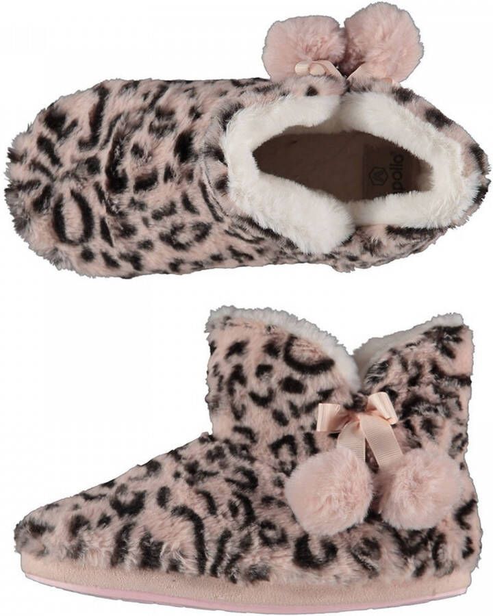 Apollo Dames hoge pantoffels sloffen luipaard print roze maat 41-42 Sloffen volwassenen