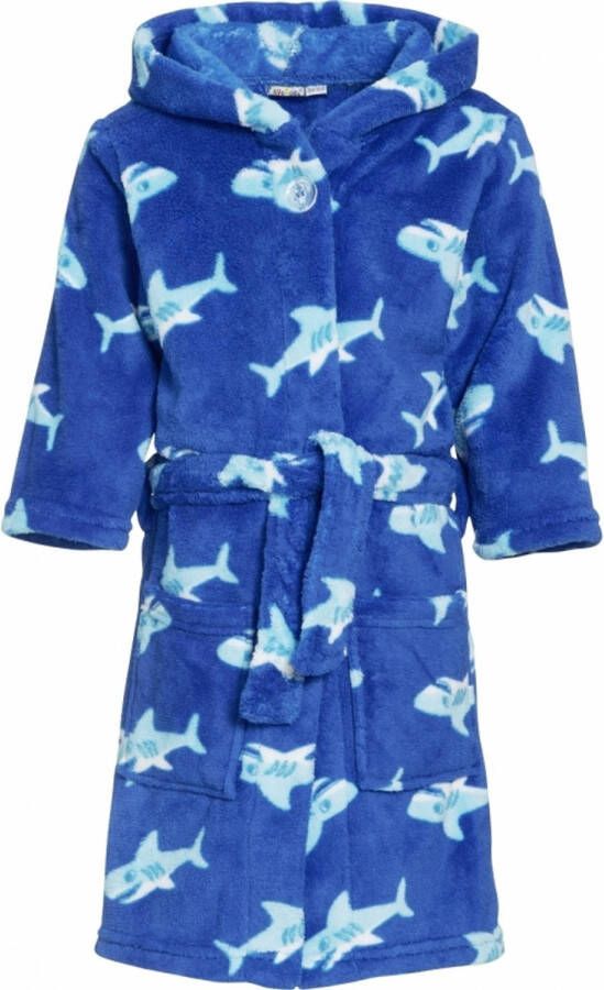 Playshoes Fleece kinder badjassen ochtendjassen blauw haaien voor jongens meisjes 146 152 (11-12 jr) Badjassen