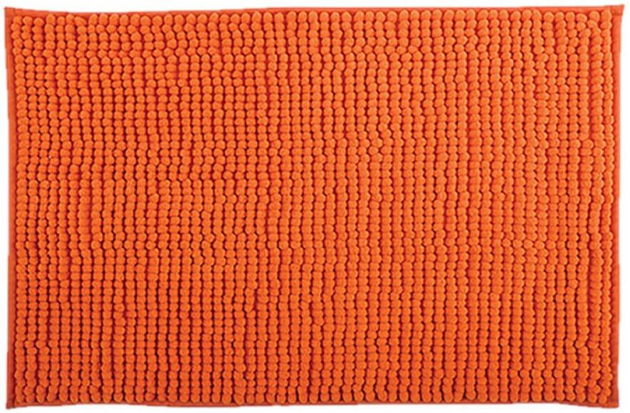 MSV Badkamerkleed badmat tapijtje voor op de vloer oranje 50 x 80 cm Microvezel Badmatjes