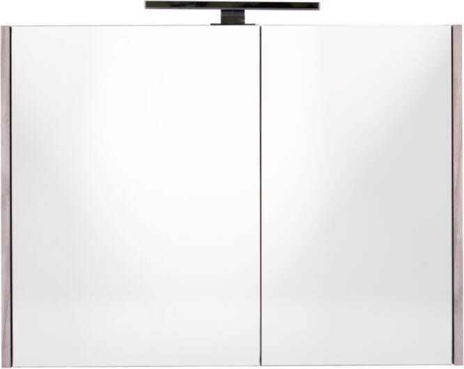 Best design Happy Grey spiegelkast met verlichting 80x60 grijs eiken