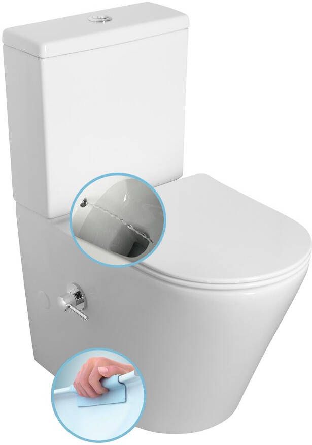 Sapho Paco randloos compact staand toilet met bidet wit