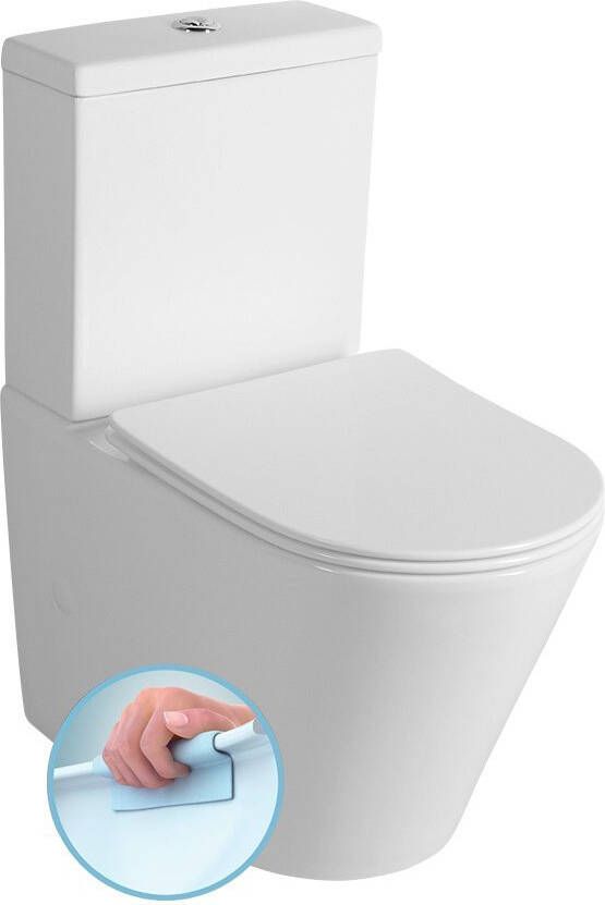Sapho Paco rimless compact staand toilet met spoelsysteem wit