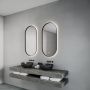 Gliss Design Spiegel Aura 40x100 cm Mat Zwart Ovaal Met LED Verlichting & Geïntegreerde Spiegelverwarming - Thumbnail 3