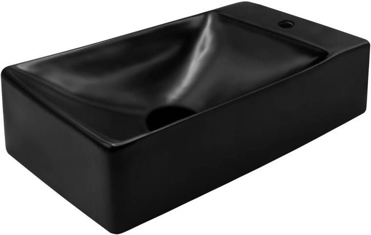 Aloni fonteinset zwart 37X20X10 cm kraangat rechts met kraan sifon en waste in geborsteld koper