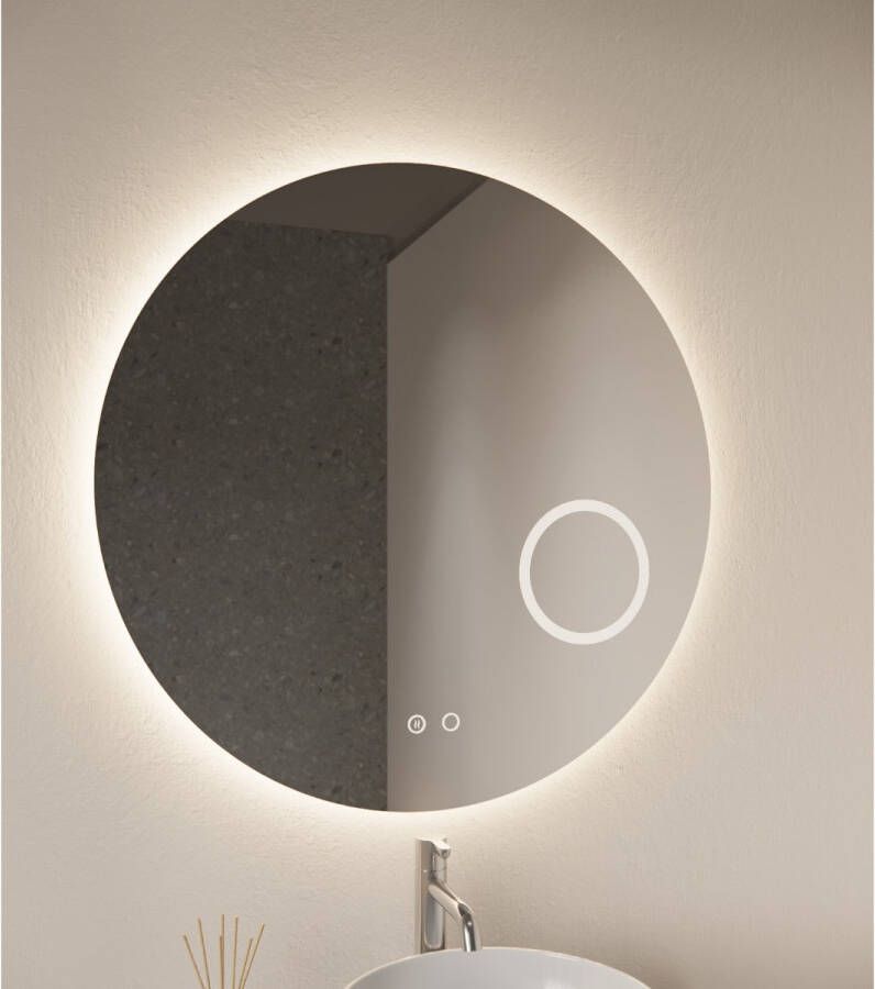 Gliss Design Badkamerspiegel Sol | 60 cm | Rond | Indirecte LED verlichting | Touch button | Met spiegelverwarming