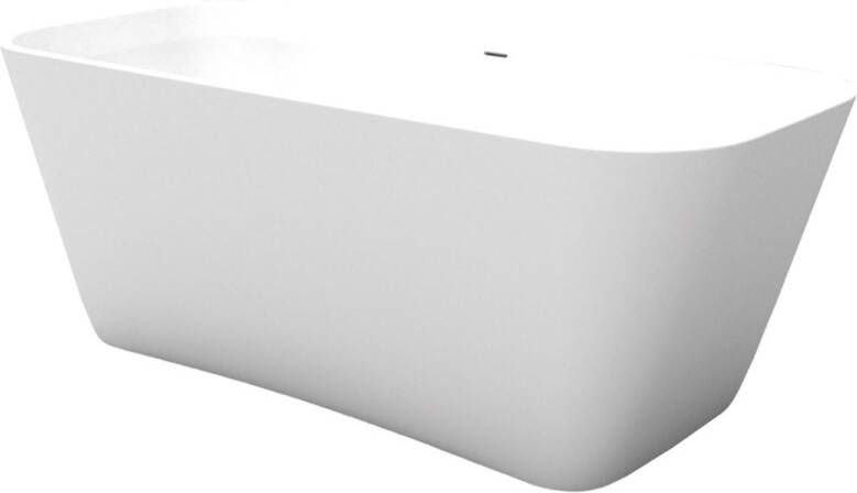 Xenz Vrijstaand bad Cristiano | 170x75 cm | Incl.badafvoer-Wit mat | Solid surface | Rechthoekig | Wit mat