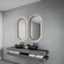 Gliss Design Spiegel Aura 50x100 cm Mat Zwart Ovaal Met LED Verlichting & Geïntegreerde Spiegelverwarming - Thumbnail 2