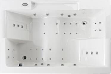 Lambini Designs Puglia bubbelbad 180x120cm elektronisch 6+4+2 hydrojets en 12 aerojets met bedieningspaneel chroom