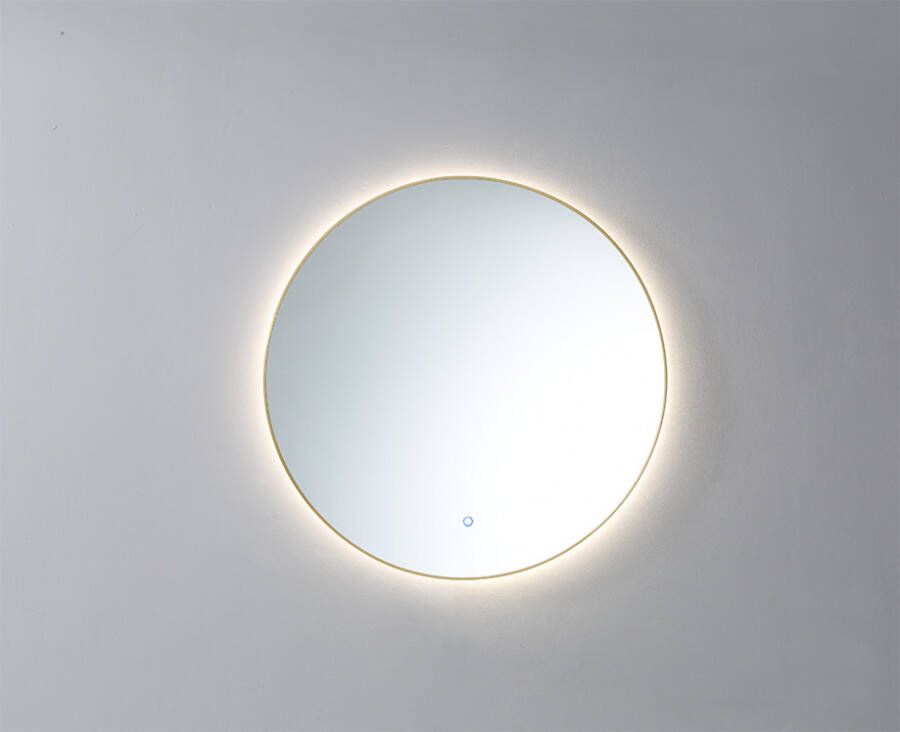 Lambini Designs ronde spiegel met dimbare LED-verlichting en spiegelverwarming 80cm goud
