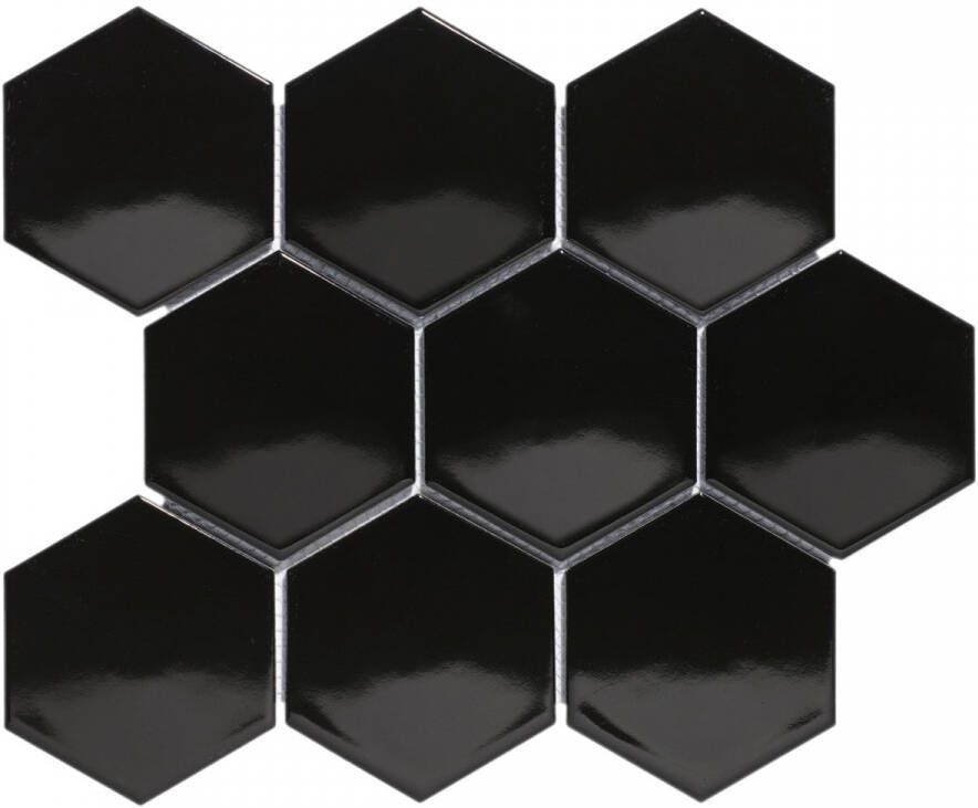 The Mosaic Factory Barcelona grote hexagon mozaïek tegels 26x30 zwart