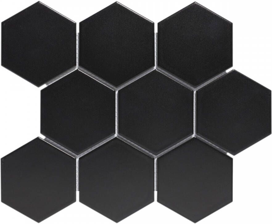 The Mosaic Factory Barcelona grote hexagon mozaïek tegels 26x30 zwart mat