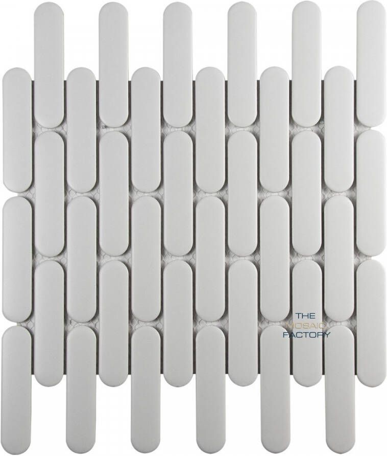 The Mosaic Factory Sevilla ovale vinger mozaïek tegels 30x30 wit mat