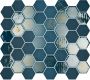 The Mosaic Factory Valencia mozaïektegel 27.6x32.9cm wandtegel Zeshoek Hexagon Gerecycled glas Blue mat glans VAL650 - Thumbnail 2