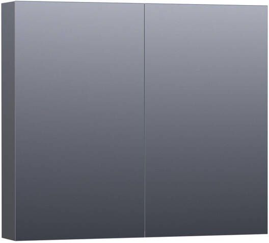 BRAUER Dual Spiegelkast 80x70x15cm 2 links- rechtsdraaiende spiegeldeur MDF hoogglans grijs 7158
