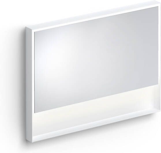 Clou Look at Me spiegel met 2700K LED-verlichting met een omlijsting in mat wit. 110x8x80 (bxdxh)