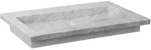 Forzalaqua Nova wastafel 60.5x51.5x9.5cm Rechthoek 0 kraangaten Natuursteen Carrara gepolijst 8010824