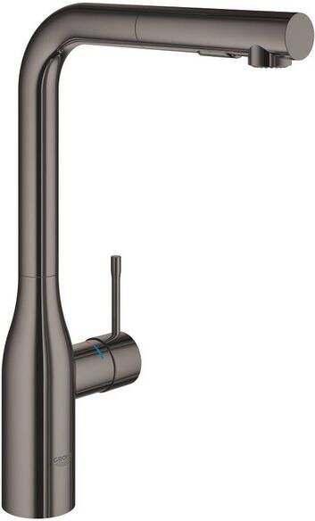 GROHE Essence New Keukenmengkraan eengreeps Dual Spray uittrekbaar 348mm hoogte 204mm L-uitloop hoog draaibaar hard graphite