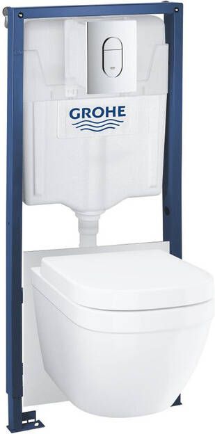 Grohe Euro Ceramic toiletset spoelrandloos softclose zitting bedieningsplaat chroom glans wit 39536000