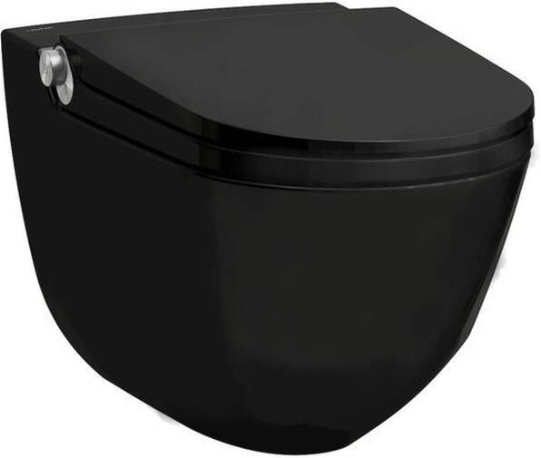 Laufen Cleanet RIVA Douche WC 35.5x60x41.5cm diepspoel incl. closetzitting met deksel en softclose keramiek mat zwart mat h8206917160001