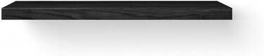 Looox Wood collection Solo wastafelblad 120x46cm Met ophanging RVS geborsteld Massief eiken Black WBSOLOXBL120RVS