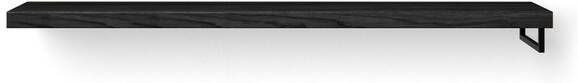 Looox Wood collection Solo wastafelblad 200x46cm Met handdoekhouder (rechts) mat zwart Massief eiken Black WBSOLORBL200MZ