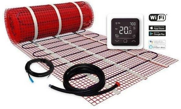 Plieger Heat elektrische vloerverwarmingsmat wifi thermostaat 50x400cm 2m2 300W rood 220410