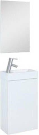 Plieger Toiletmeubel Set Senza Hangend Greeploos 40x22.5cm MDF Hoogglans Wit Keramische Wasbak Met Spiegel