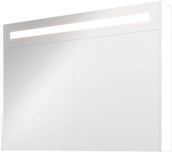 Proline Spiegelkast Premium met geintegreerde LED verlichting 2 deuren 100x14x74cm Mat wit 1809455