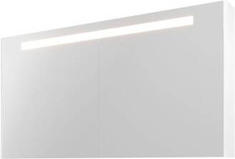 Proline Premium spiegelkast met spiegels aan binnen- en buitenzijde geïntegreerde LED-verlichting en 3 deuren 140 x 60 x 14 cm glans wit