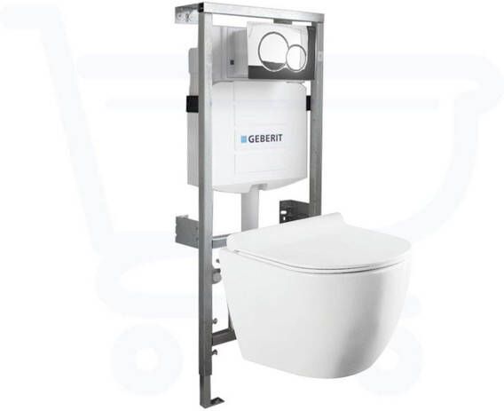 QeramiQ Salina Compact Toiletset -softclose zitting- bedieningsplaat Geberit Sigma01 chroom wit glans 0701131 0700519 sw258541