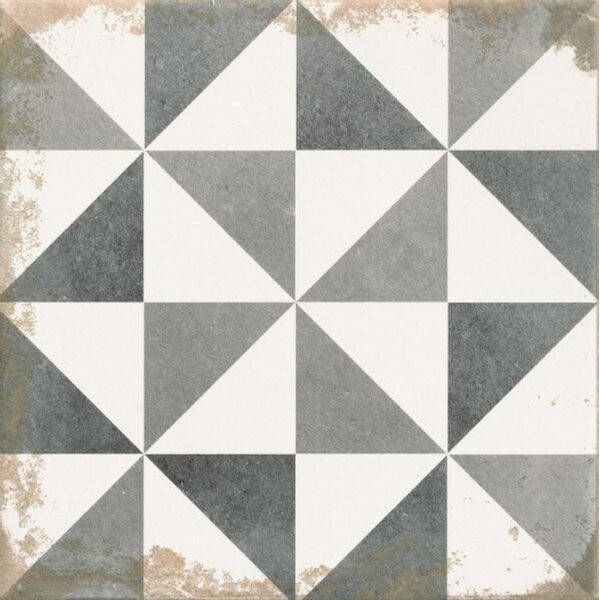 Realonda Ceramica Realonda Cerámica Vloer- en wandtegel Antique Triangle 33 3x33 3 cm Vintage look Verouderd Zwart wit SW07310795-1