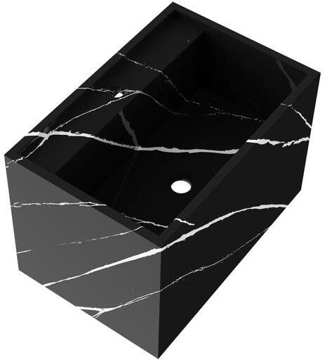 Saniclass Cube Meubelwastafel 60x46x40 Zonder overloop 1 wasbak 1 kraangat composiet nero marquina WT-MC601NE