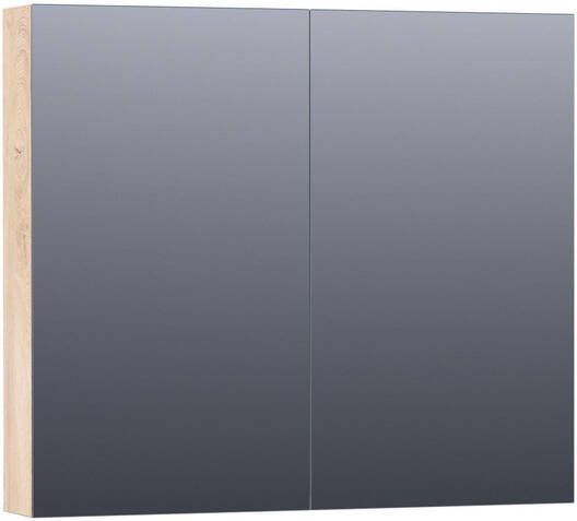 BRAUER Dual Spiegelkast 80x70x15cm 2 links- rechtsdraaiende spiegeldeur MFC sahara 7188 - Foto 1
