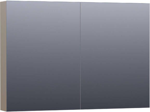 BRAUER Plain Spiegelkast 100x70x15cm 2 links rechtsdraaiende spiegeldeuren MDF hoogglans taupe SK-PL100HT - Foto 1