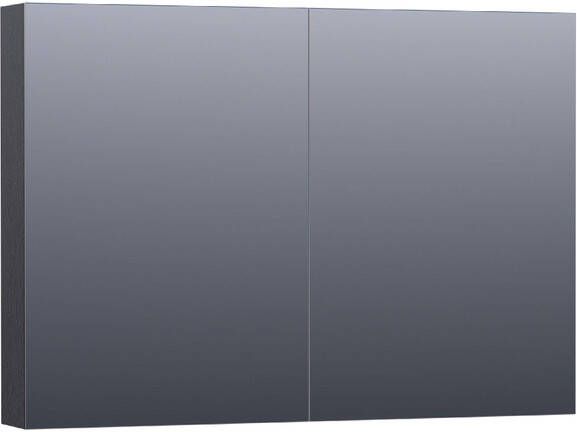 BRAUER Plain Spiegelkast 100x70x15cm 2 links rechtsdraaiende spiegeldeuren MFC black wood SK-PL100BW - Foto 1