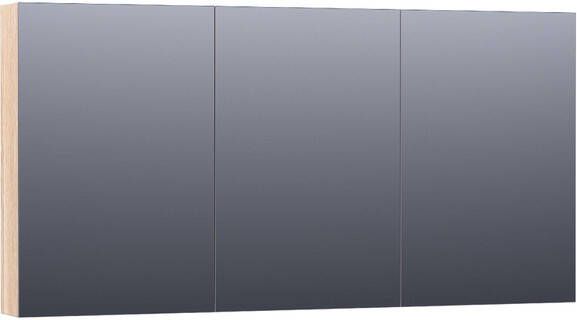 BRAUER Plain Spiegelkast 140x70x15cm 3 links- en rechtsdraaiende spiegeldeuren hout white oak SK-PL140WO - Foto 1