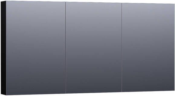 BRAUER Plain Spiegelkast 140x70x15cm 3 links- en rechtsdraaiende spiegeldeuren MDF hoogglans zwart SK-PL140HZ - Foto 1