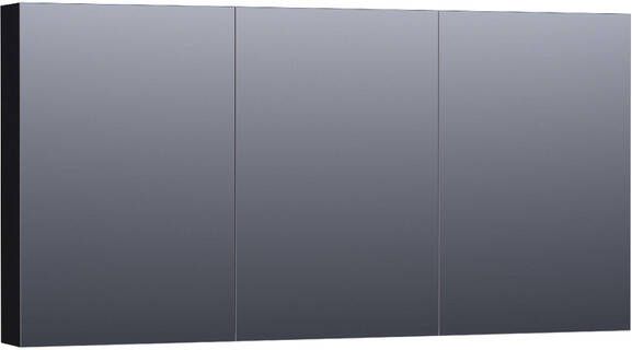 BRAUER Plain Spiegelkast 140x70x15cm 3 links- en rechtsdraaiende spiegeldeuren MDF mat zwart SK-PL140MZ - Foto 1