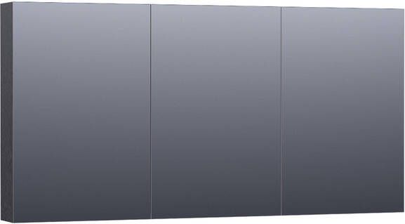 BRAUER Plain Spiegelkast 140x70x15cm 3 links- en rechtsdraaiende spiegeldeuren MFC black wood SK-PL140BW - Foto 1