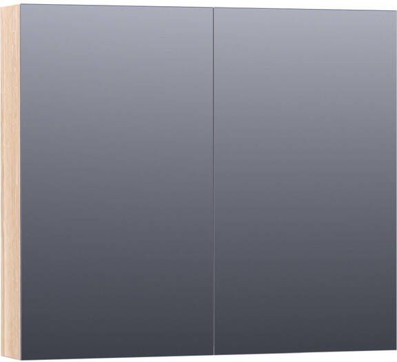 BRAUER Plain Spiegelkast 80x70x15cm 2 links rechtsdraaiende spiegeldeuren hout white oak SK-PL80WO - Foto 1