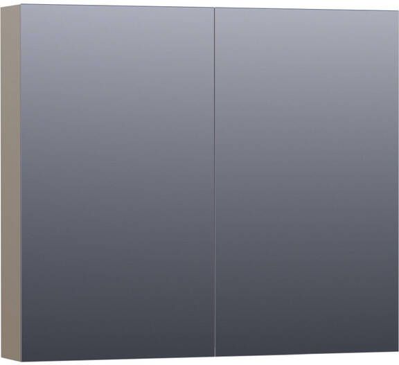 BRAUER Plain Spiegelkast 80x70x15cm 2 links rechtsdraaiende spiegeldeuren MDF hoogglans taupe SK-PL80HT - Foto 1