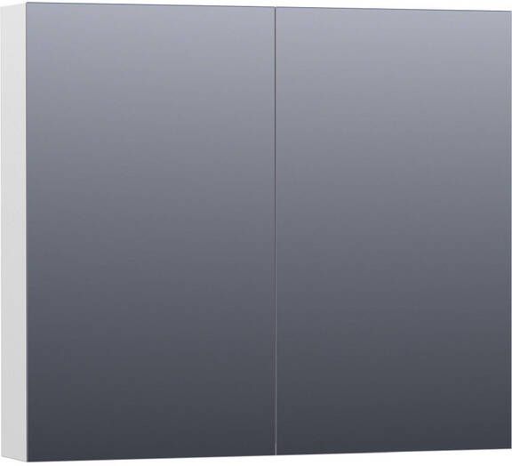 BRAUER Plain Spiegelkast 80x70x15cm 2 links rechtsdraaiende spiegeldeuren MDF hoogglans wit SK-PL80HW - Foto 1