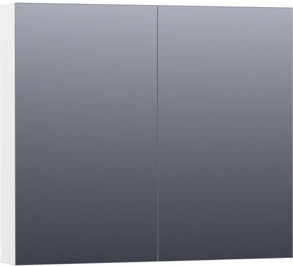 Saniclass Plain Spiegelkast 80x70x15cm 2 links rechtsdraaiende spiegeldeuren MDF mat wit SK-PL80MW