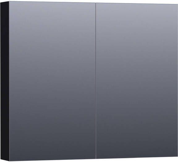 BRAUER Plain Spiegelkast 80x70x15cm 2 links rechtsdraaiende spiegeldeuren MDF mat zwart SK-PL80MZ - Foto 1