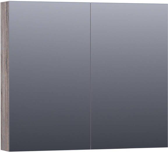 BRAUER Plain Spiegelkast 80x70x15cm 2 links rechtsdraaiende spiegeldeuren MFC grey Canyon SK-PL80GC - Foto 1