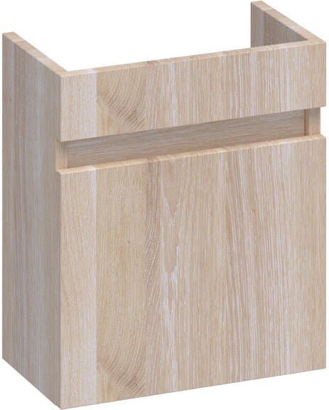 Saniclass Solution Fonteinonderkast 40x45x22cm 1 linksdraaiende deur doorlopende lamellen geborsteld hout white oak FO-SLLWO