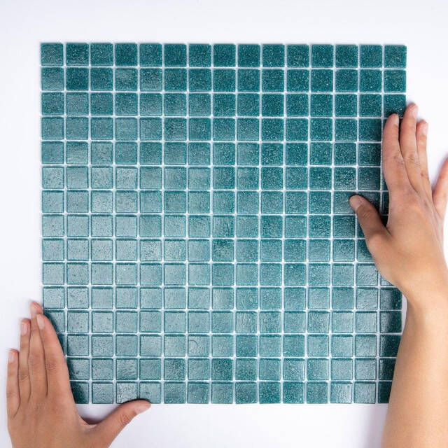 The Mosaic Factory Amsterdam mozaïektegel 32.2x32.2cm wand en vloertegel Vierkant Glas Blue Green Mat GM25