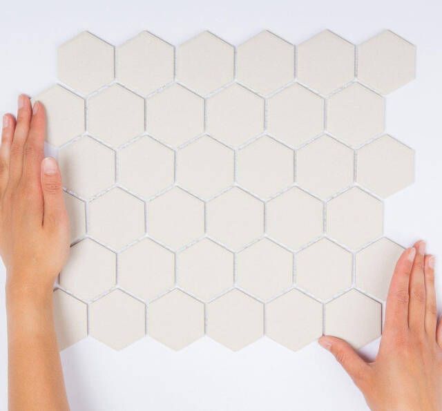 The Mosaic Factory London mozaïektegel 28.2x32.1cm wand en vloertegel Zeshoek Hexagon Porselein White Mat LOH1010