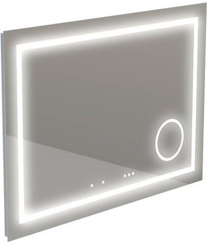 Thebalux Type I spiegel 100x75cm Rechthoek met verlichting bluetooth en spiegelverwarming incl vergrotende spiegel led aluminium 4SP100020